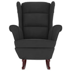 vidaXL Black Velvet Rocking Chair with Solid Rubberwood Legs - Comfortable Cushioned Seating for Living Room, Lounge, Bedroom
