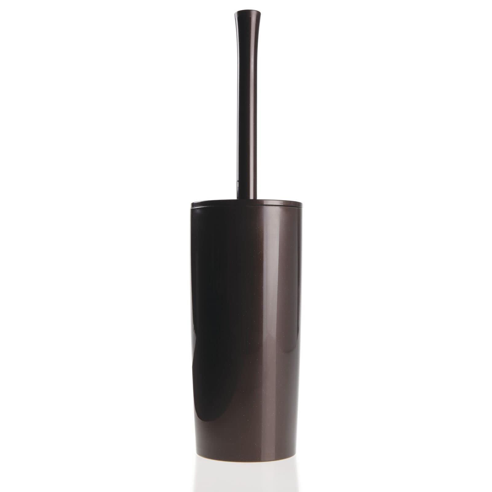 mDesign Slim Plastic Toilet Bowl Brush and Holder Set, Modern Compact Storage Organizer Cleaner Scrubber for Toilet - Heavy Duty