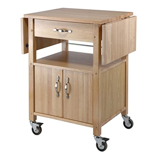 Ergode Wood Rachael Drop Leaf Utility Kitchen Cart - Versatile Storage, Expandable Workspace, Solid Beech Wood, Clear Lacquer Finish, Easy Mobility, 43.27" W x 20.16" D x 33.27" H