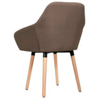 vidaXL Set of 2 Dining Chairs, Brown Fabric, Comfortable Seating with Armrests, Sturdy Metal and Solid Wood Legs, High Load Capacity