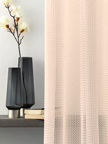 Curtain King Presents Light Weight Sheer, Set of 2 (Beige, 7 Feet)