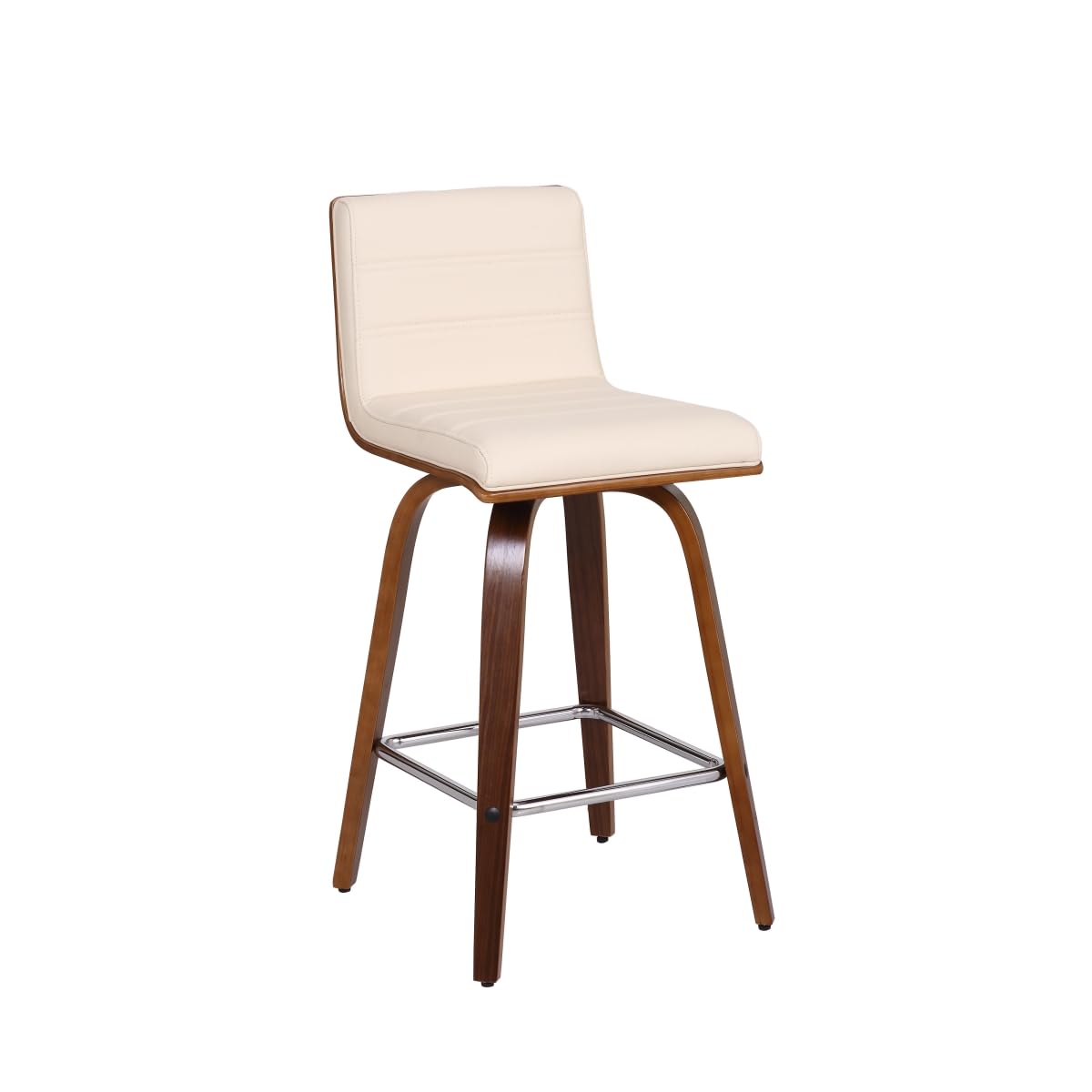 HomeRoots 477278 26 in. Faux Leather Wooden Swivel Bar Stool Cream