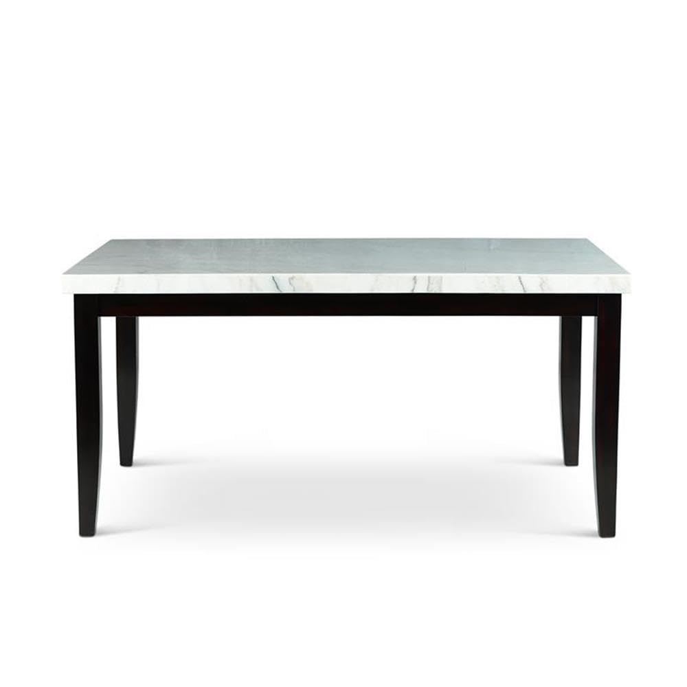 Steve Silver Furniture Westby Top Dining, 38&quot; L x 64&quot; W x 30&quot; H, White Marble, Ebony Wood