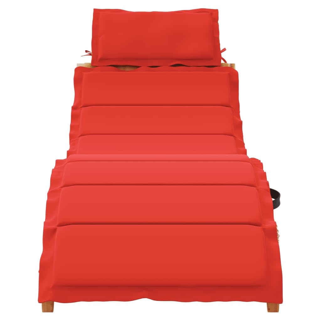 vidaXL Ligstoelen met kussens 2 St massief acaciahout Rood, tuinstoel, terrasmeubel, zonnebed, tuinmeubel, ligstoel, tuinbed, ligbed tuin, 3214837