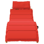vidaXL Acacia Wood Sun Lounger with Red Cushion - Foldable Sunbed for Garden, Patio, Poolside Lounging, 72.4"x21.7"