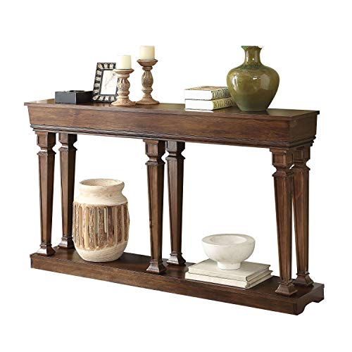 Acme Garrison 60&quot; Rectangular Wooden Frame Console Table With Shelf In Oak