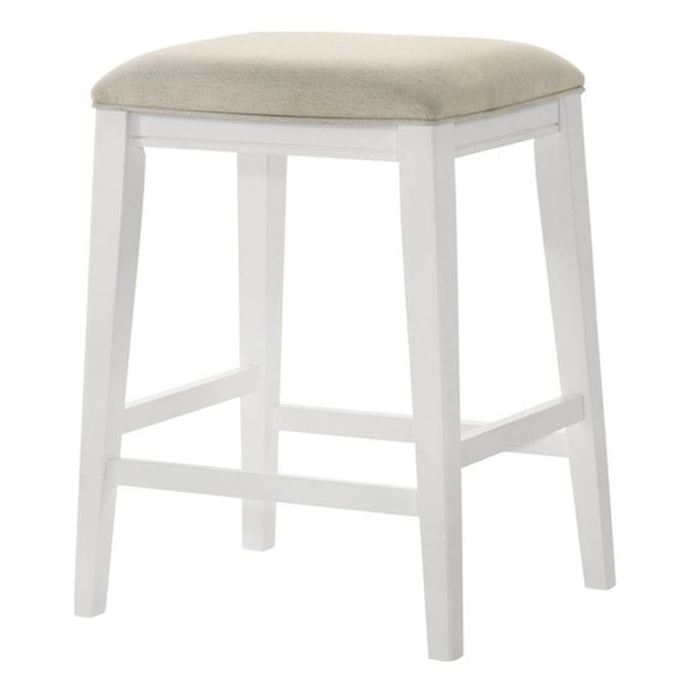 LILOLA LIVING Sasha White Counter Height Stool with Upholstered Seat