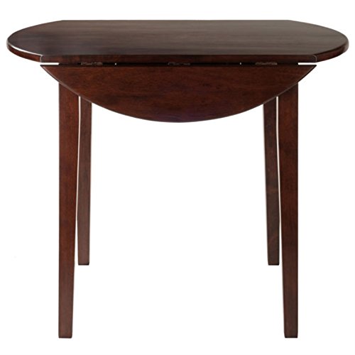 Ergode Clayton Round Drop Leaf Dining Table - Versatile & Elegant Walnut Table for Small Spaces - 36' Surface - Solid Wood - Easy Assembly - 35.98' W x 35.98' D x 29.13' H - 33.95 lbs