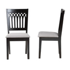Baxton Studio Genesis Modern Grey Fabric and Dark Brown Finished Wood 2-Piece Dining Chair Set