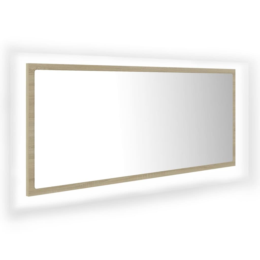 LED Bathroom Mirror Sonoma Oak 39.4&quot;x3.3&quot;x14.6&quot; Chipboard