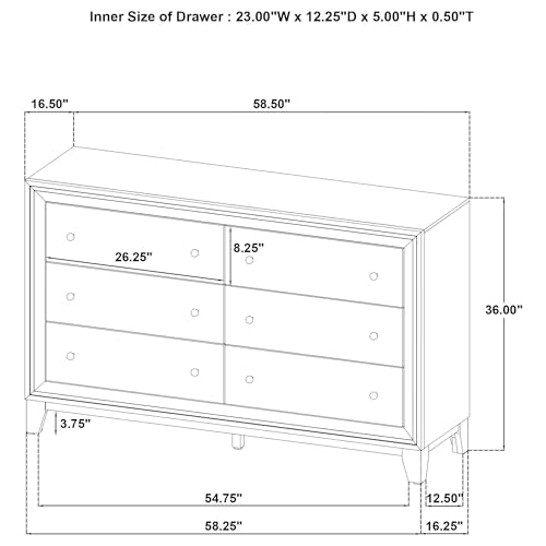 Coaster Home Furnishings Welsley Transitional 59-inch 6-Drawer Bedroom Dresser Clothing Storage Cabinet Wide Chest of Drawers Organizer Unit Walnut 223443