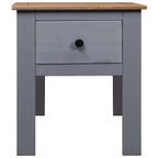vidaXL Modern Farmhouse Bedside Cabinet in Gray - Solid Pinewood Nightstand with Drawer - Enhance Bedroom and Living Room Decor