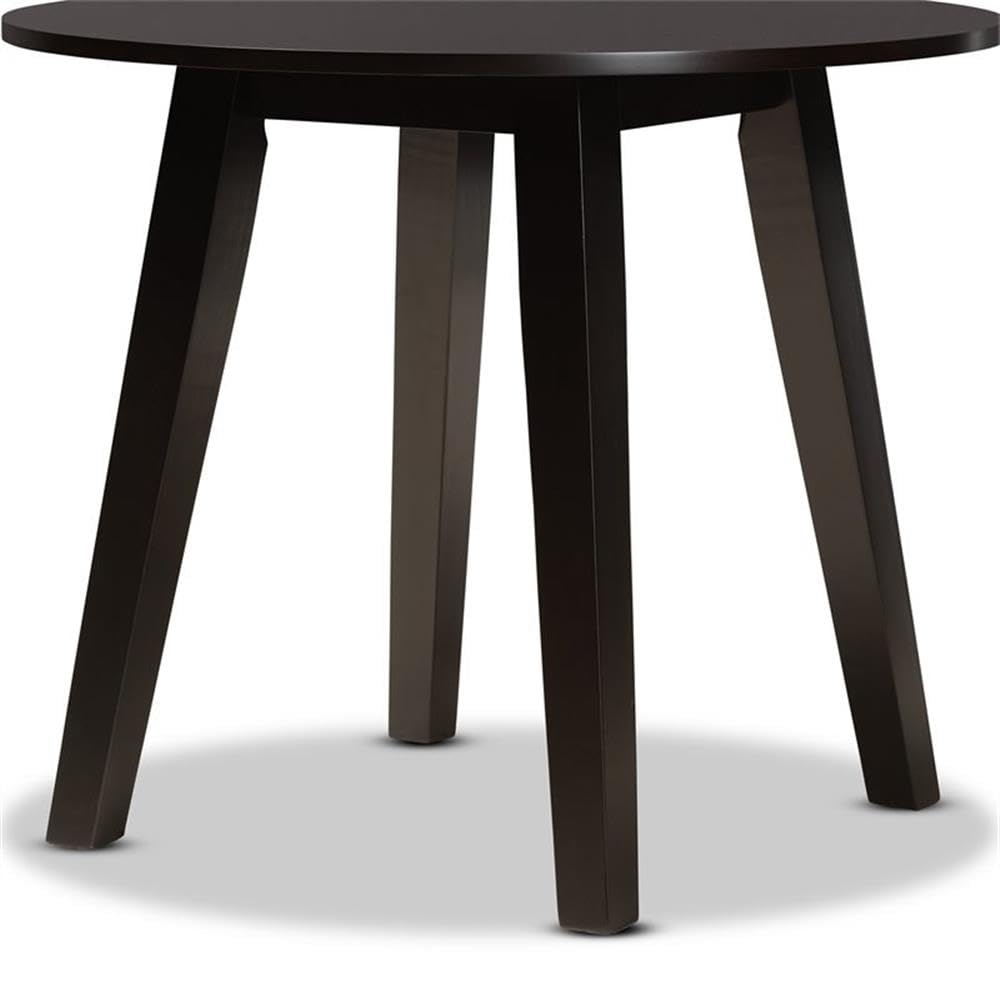 Baxton Studio Ela Modern and Contemporary Dark Brown Finished 35-Inch-Wide Round Wood Dining Table