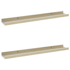 vidaXL Set of 2 Wall Shelves, Modern-Style Décor with Durable MDF Construction, 23.6"x3.5"x1.2", White and Sonoma Oak, Assembly Required