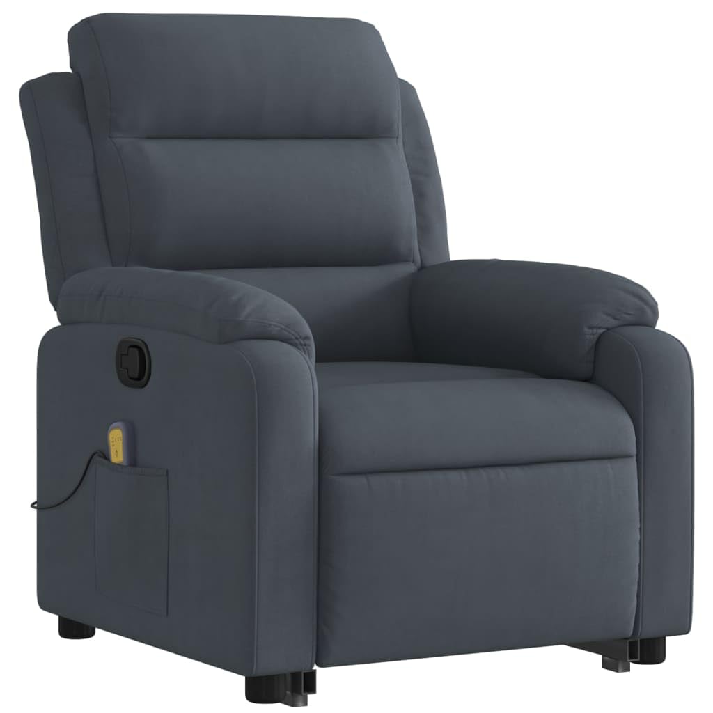 vidaXL Electric Stand-Up Massage Recliner Chair - Lift & Tilt, Vibration Massage, Plush Velvet Comfort, Side Pocket, Dark Gray