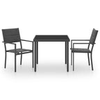 vidaXL Patio Dining Set 3 Piece Garden Outdoor Lawn Yard Terrace Balcony Seat Seating Sitting Dinner Chair and Table Furniture Steel