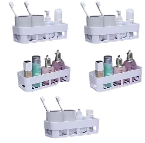 Bathroom Accessories Wall Mounted Shelf Organizer Storage Rack Set For Home Washroom Kitchen Basin | Multipurpose Plastic Shelve