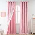 Yancorp Pink Curtains For Bedroom Living Room Thermal Insulated Kids Curtain Hollow-Out Star Window Nursery Curtain 63 Inches Length Room Darkening Grommet(Pink,52 * 63),1 Panel