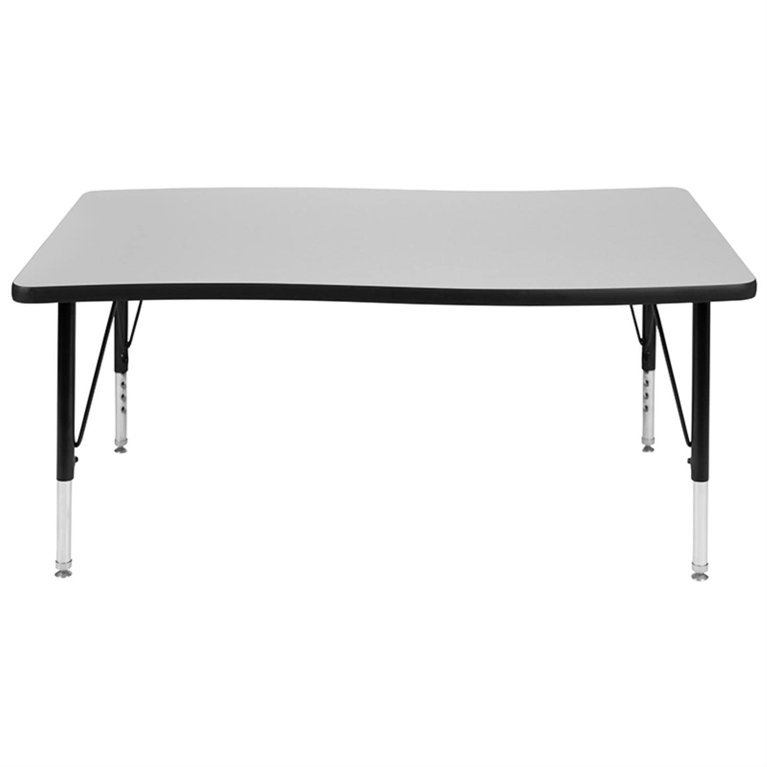 Flash Furniture Wren 28'W X 47.5'L Rectangular Wave Flexible Collaborative Grey Thermal Laminate Activity Table - Height Adjustable Short Legs