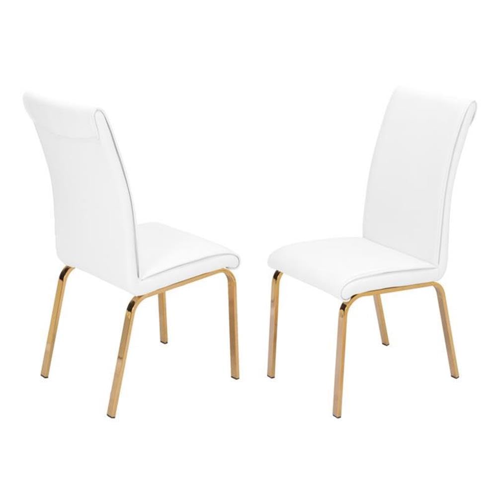 Best Quality Furniture Dining Chair Only (Set Of 2), White, Gold