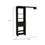 Dynamic 150 Closet System, 5 Open Shelves, 1 Drawer, 1 Metal Rod, Black