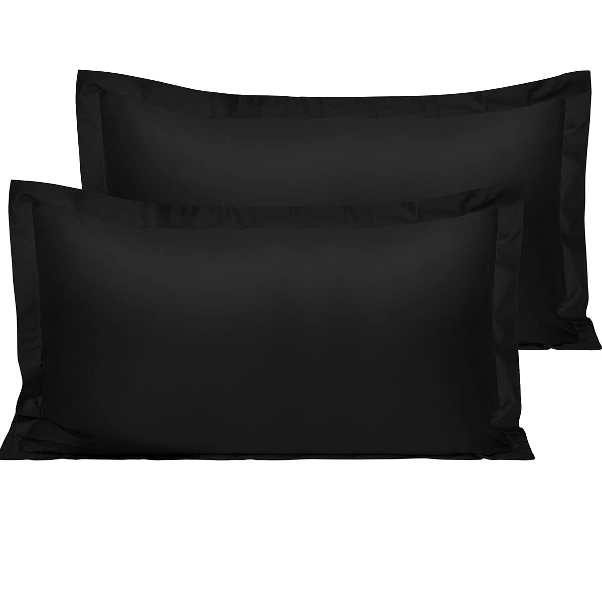 Ntbay 2 Pack 500 Thread Count 100% Egyptian Cotton King Pillow Shams, Super Soft And Breathable Oxford Pillowcases For Bed, 20X36 Inches, Black