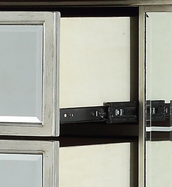 Acme Varian 6 Drawers Wooden Dresser with Mirror Inlay in Silver