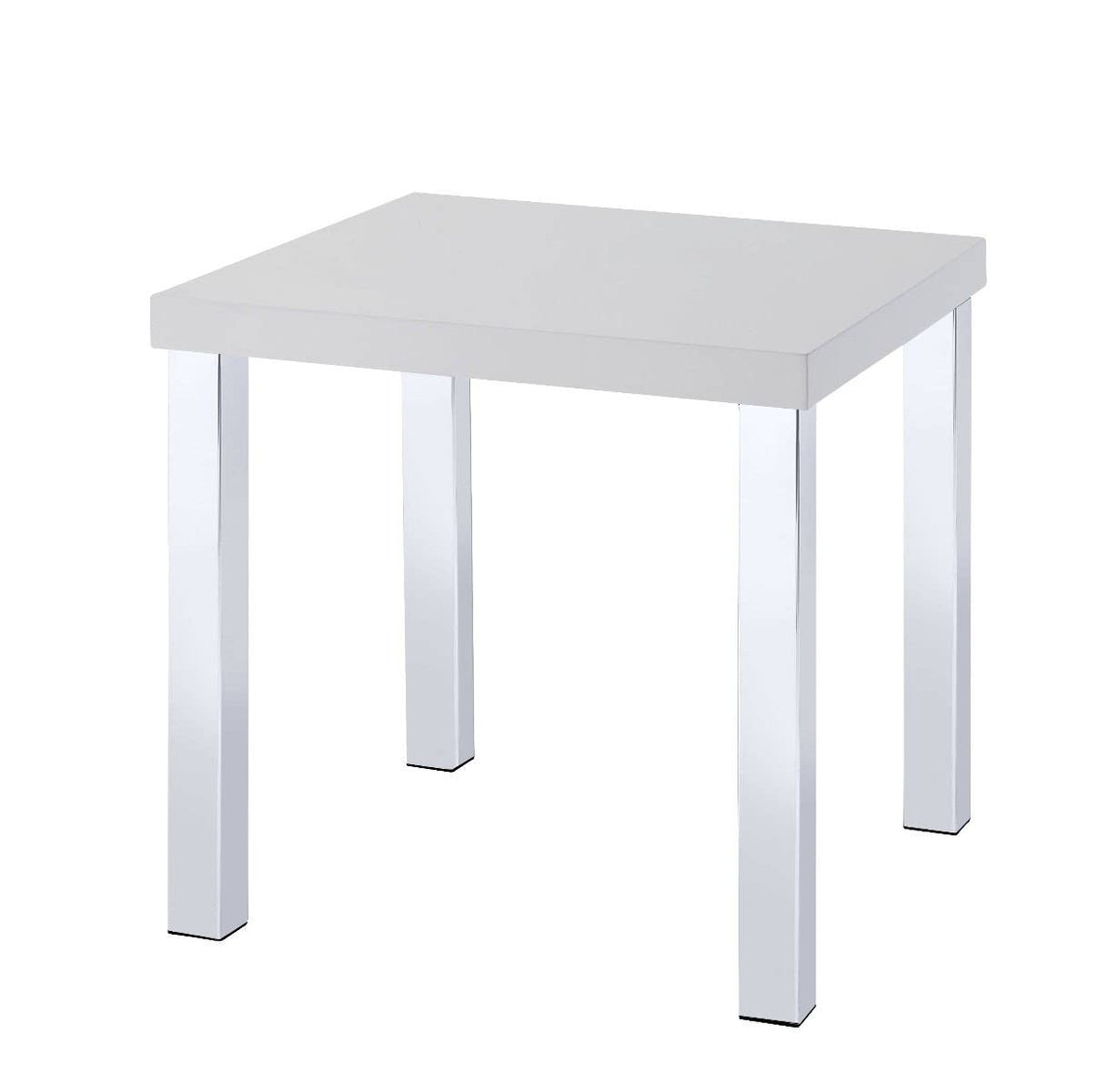 HomeRoots White and Chrome 22&quot; Chrome and White High Gloss Square End Table