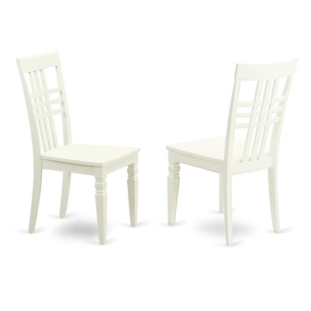 East West Furniture HLLG3-LWH-W 3 Piece Kitchen Table & Chairs Set Contains a Round Dining Room Table with Pedestal and 2 Solid Wood Seat Chairs, 42x42 Inch, Linen White