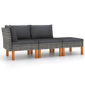 vidaXL 3 Piece Patio Lounge Set - Gray PE Rattan and Solid Eucalyptus Wood - Includes Cushions with Removable Cover - Ideal for Outdoor Use - Warned Under California Proposition 65