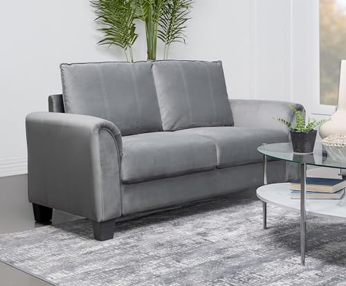 Coaster Home Furnishings Davis Upholstered Rolled Arm Loveseat Grey