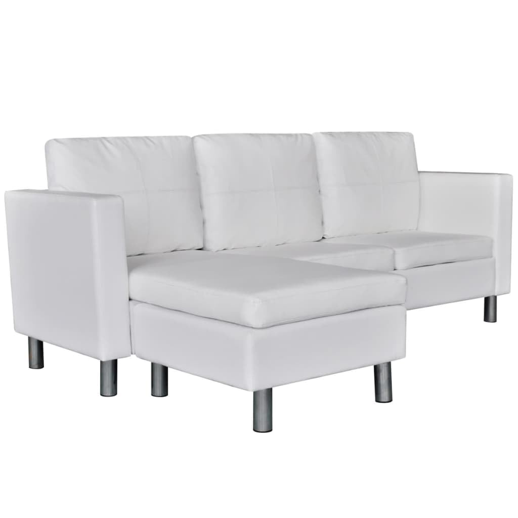 vidaXL Sectional Sofa 3-Seater Living Room Relaxing Seating Sleeper Lounge Couch Day Bed Furniture Artificial Leather White