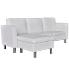 vidaXL Sectional Sofa 3-Seater Living Room Relaxing Seating Sleeper Lounge Couch Day Bed Furniture Artificial Leather White