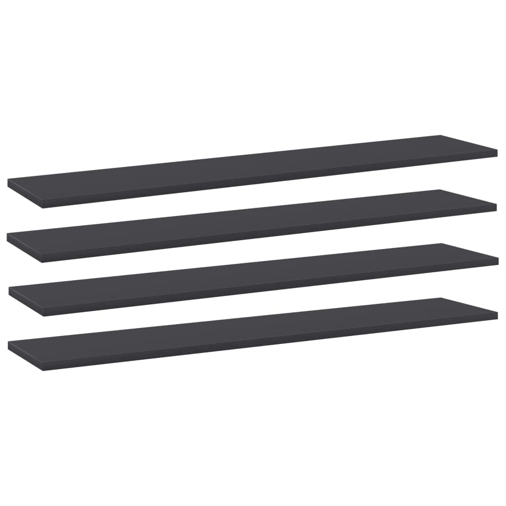 vidaXL Engineered Wood Bookshelf Boards, Minimalistic Gray Storage Boards, 4 Pieces in Pack, Easy to Clean