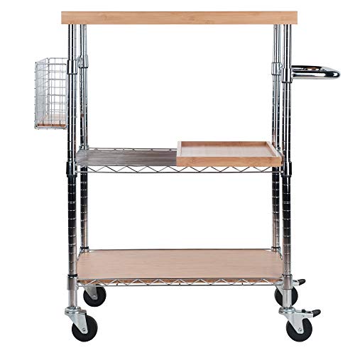 Ergode Julia Kitchen Cart - Sleek & Modern Design, Granite Top, Metal Basket, Removable Tray, Casters, Ample Storage, Black Finish. Dimensions: 22.6' W x 16' D x 34.1' H. (83336-VV)