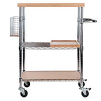 Ergode Julia Kitchen Cart - Sleek & Modern Design, Granite Top, Metal Basket, Removable Tray, Casters, Ample Storage, Black Finish. Dimensions: 22.6' W x 16' D x 34.1' H. (83336-VV)