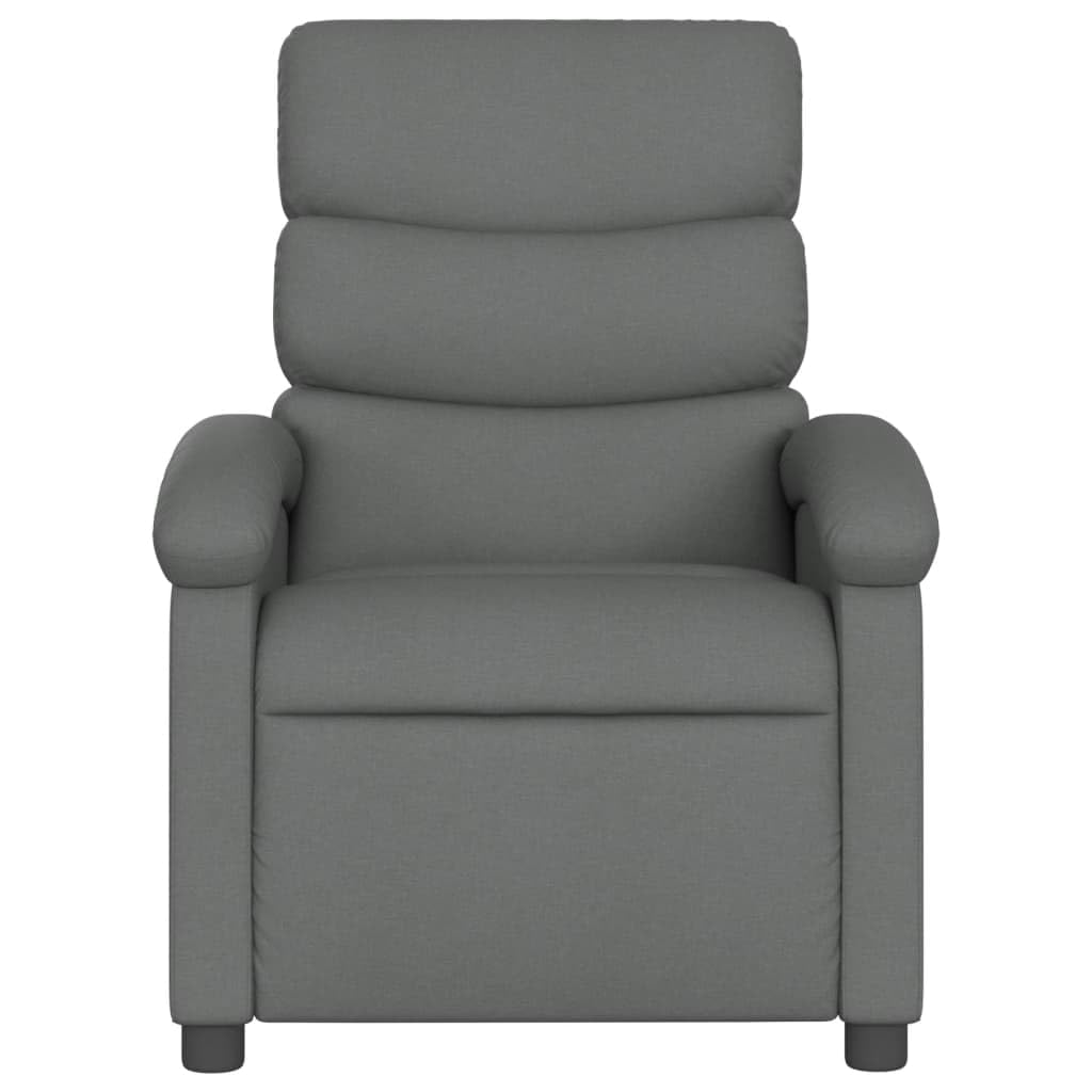 vidaXL Manual Recliner Chair for Adults, Single Home Theater Seating with Lumbar Support & Adjustable Backrest/Footrest, Modern Reclining Sofa for Living Room, Dark Gray Fabric