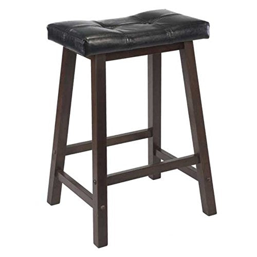 Ergode Mona Cushion Saddle Seat Counter Stool, Black & Walnut