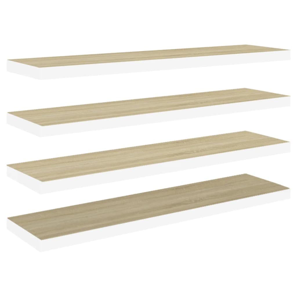 SKM Floating Wall Shelves 4 pcs Oak and White 47.2&quot;x9.3&quot;x1.5&quot; MDF