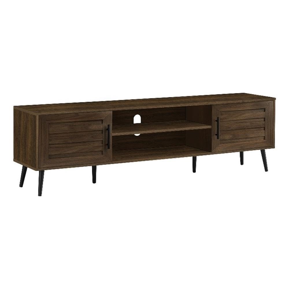 Monarch Specialties I 2717 Tv Stand, 72 Inch, Console, Media Entertainment Center, Storage Cabinet, Living Room, Bedroom, Brown Laminate, Black Wood Legs, Transitional