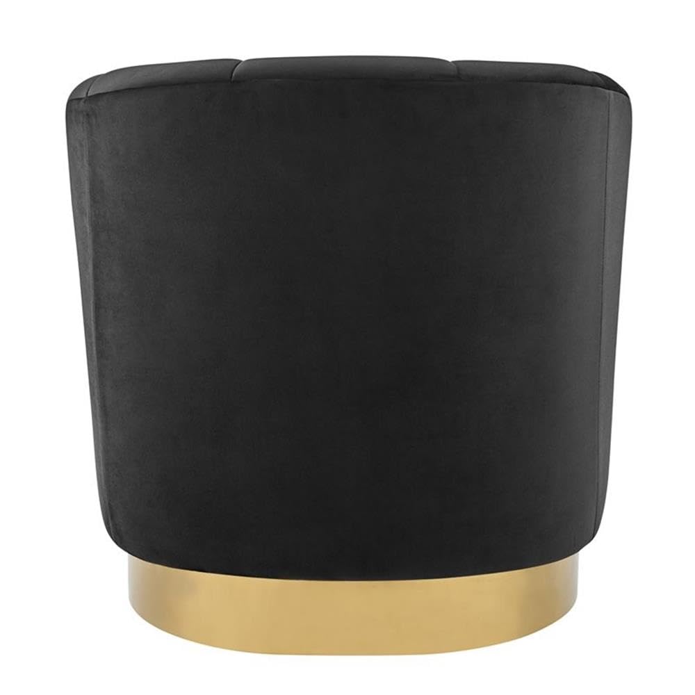 Npd Furniture And More Natasha Velvet Fabric W/Gold Metal Swivel Arm, Alamo Black Accent Chair