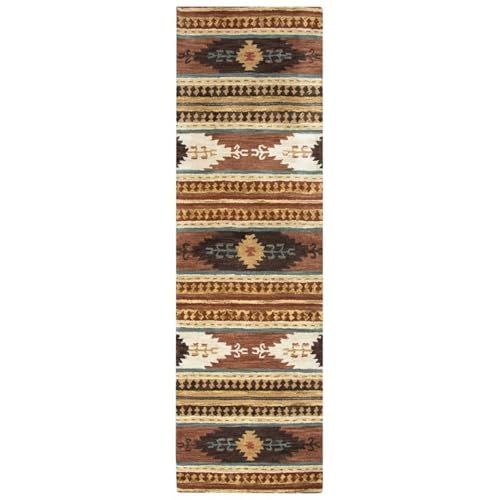 Rizzy Home Alora Decor Ryder 2'6" X 10' Tribal Multi/Brown/Blue/Gold/Khaki Hand-Tufted Rug