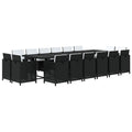 vidaXL Patio Dining Set 17 Piece with Cushions Garden Outdoor Terrace Balcony Dining Dinner Table and Chair Seat Seating Furniture Poly Rattan Black