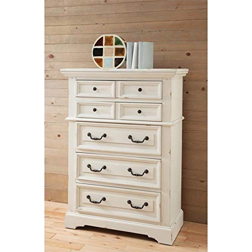 American Woodcrafters Stonebrook 5-Drawer Antique White Wood Chest