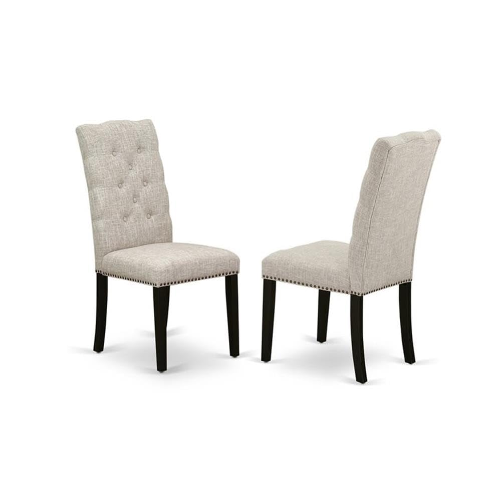 East West Furniture X677El635-6 6 Piece Dining Room Set Contains A Rectangle Dining Table With X-Legs And 4 Doeskin Linen Fabric Parson Chairs With A Bench, 40X72 Inch, Multi-Color