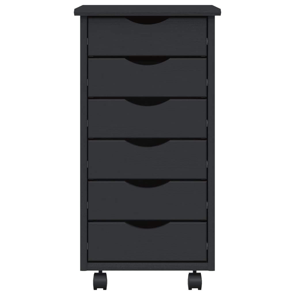 vidaXL MOSS 6-Drawer Chest, Solid Pine Wood Mobile File Cabinet, Storage Cabinet on Wheels, Chest of Drawers for Home Office, Easy Assembly & Maintenance, 13.4&quot;x15.4&quot;x25.8&quot;, Gray