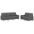 vidaXL 2 Piece Sofa Set with Cushions in Dark Gray Fabric - Stylish and Comfortable Seating for Indoor Lounge Areas or Living Rooms'.