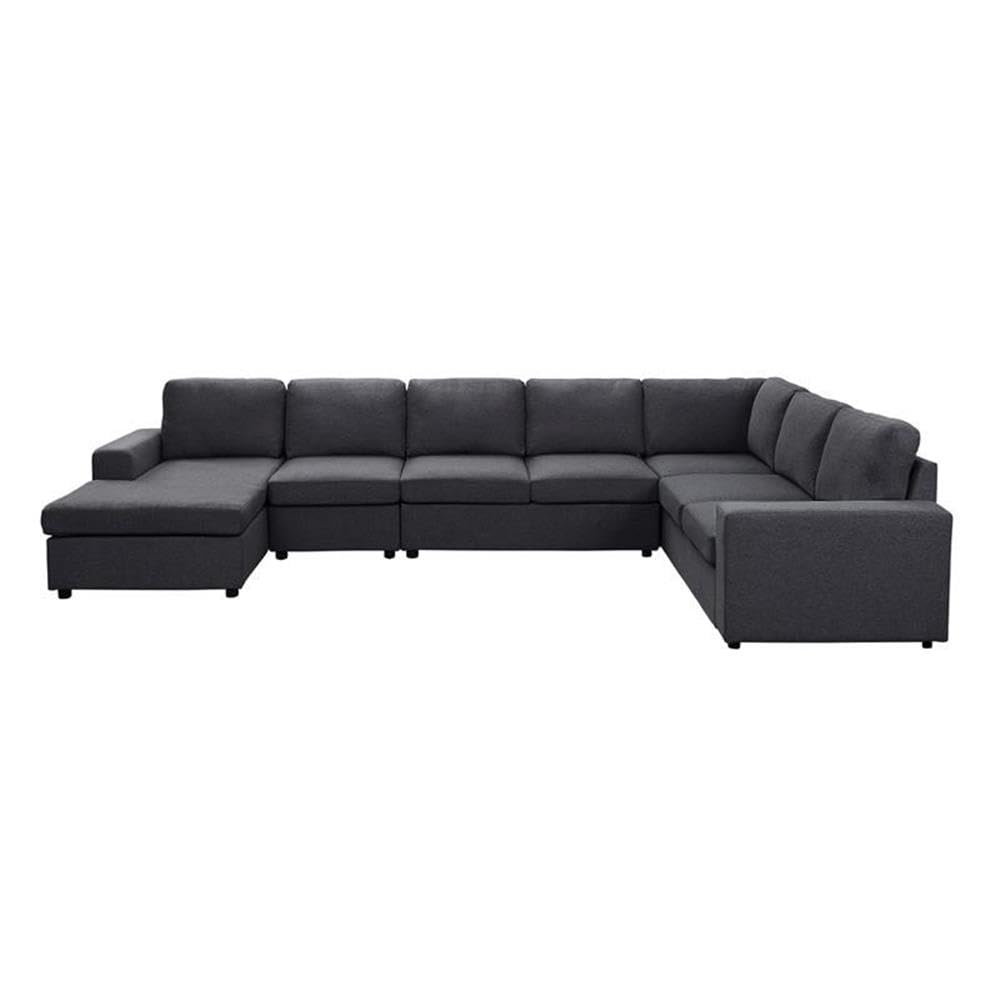 Lilola Home Hayden Modular Sectional Sofa with Reversible Chaise in Dark Gray Linen