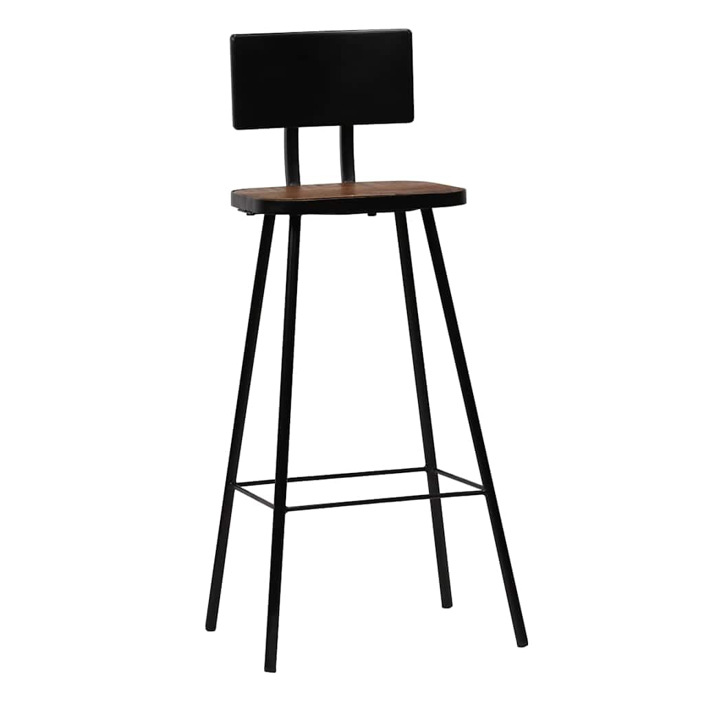 vidaXL Solid Reclaimed Wood Bar Stools - Antique-Style Wooden Counter Chairs with Industrial Charm - Easy to Assemble - Set of 2