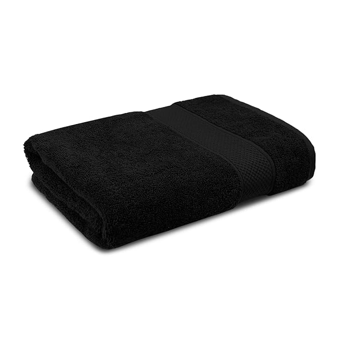 LRSDAA 100% Cotton Bath Towel Soft for 500 GSM Men and Women & Kids Bath Towel  Full Size 60x30CM (Black)